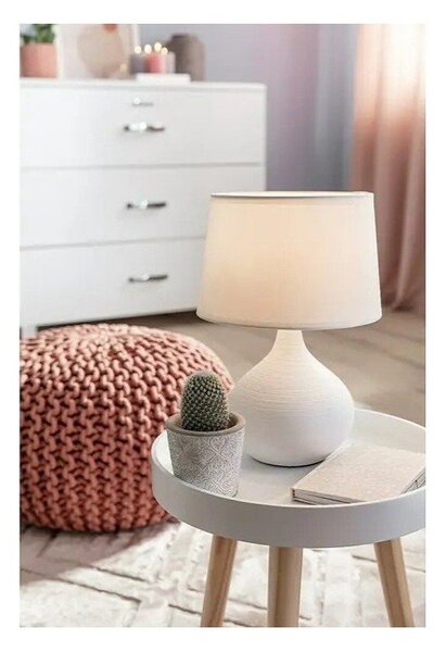 Lampada da tavolo in ceramica bianca e tessuto, altezza 29 cm Martin - Reality