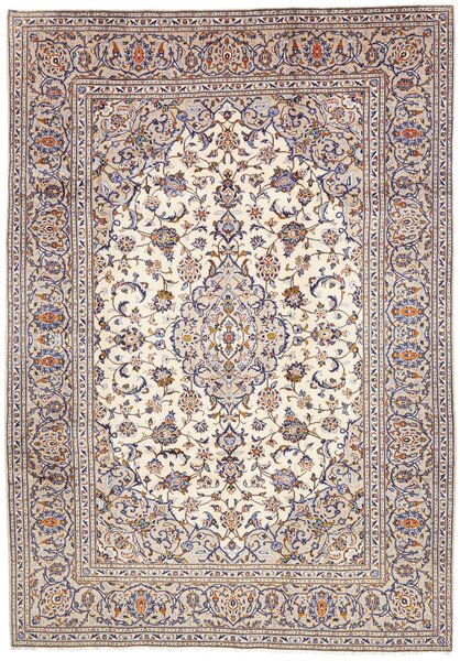 Tappeto Kashan Persia Medaglione Avorio Blu 204x298 Cm