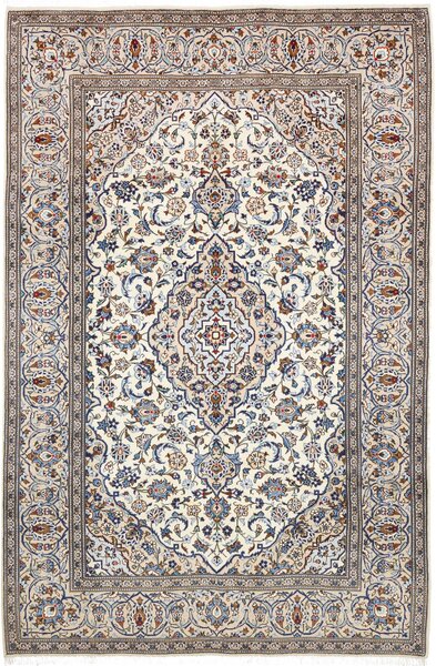 Tappeto Kashan Persia Medaglione Avorio Blu 197x304 Cm