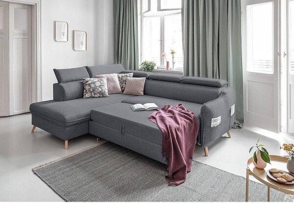 Divano letto angolare grigio scuro (angolo sinistro) Sweet Harmony - Miuform