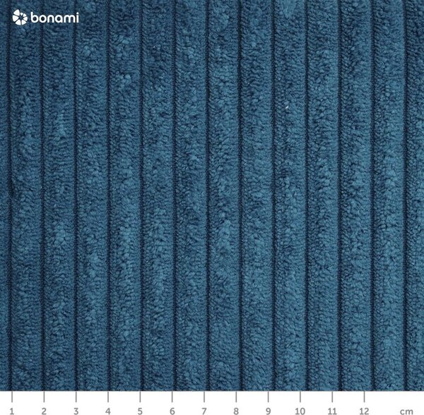 Divano angolare blu allungabile (con penisola a destra) con rivestimento in velluto a coste Tori – Bonami Selection
