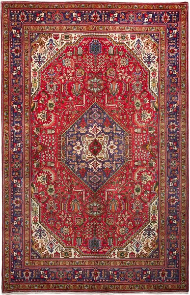 Tappeto Tabriz Persia Medaglione Rosso Blu 200x308 Cm