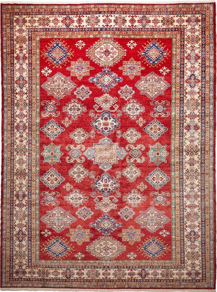 Tappeto Kazak Fine Pakistan Astratto Rosso Crema 272x353 Cm