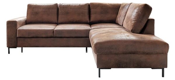 Divano letto angolare in similpelle marrone (angolo destro) Lofty Lilly - Miuform