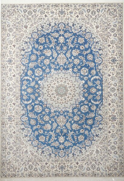 Tappeto Nain 9la Persia Medaglione Blu Avorio 248x353 Cm