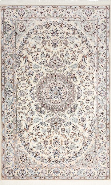 Tappeto Nain 9la Persia Medaglione Crema Azzurro 135x225 Cm