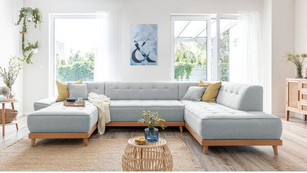 Divano letto a U grigio chiaro, angolo destro Dazzling Daisy - Miuform