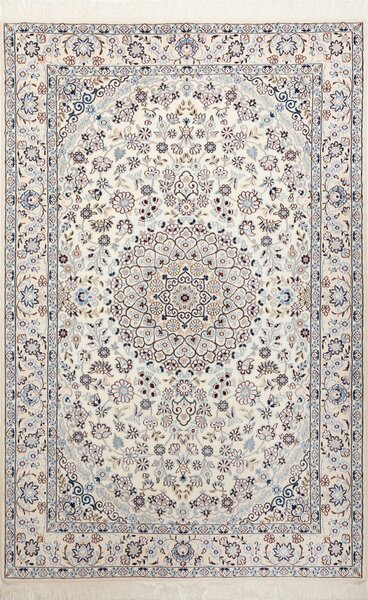 Tappeto Nain 9la Persia Medaglione Crema Blu 138x208 Cm