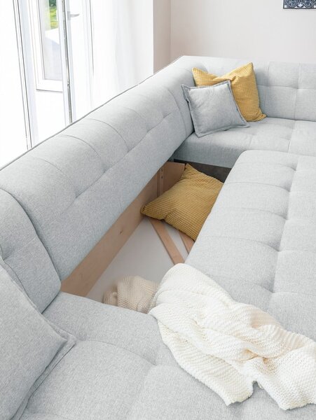 Divano letto a U grigio chiaro, angolo destro Dazzling Daisy - Miuform