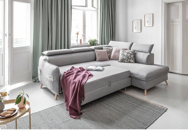 Divano letto angolare grigio chiaro (angolo destro) Sweet Harmony - Miuform