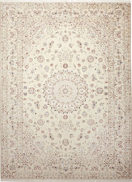 Tappeto Nain 9la Persia Medaglione Avorio Bordeaux 255x345 Cm