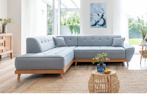 Divano letto angolare azzurro L, angolo sinistro Dazzling Daisy - Miuform