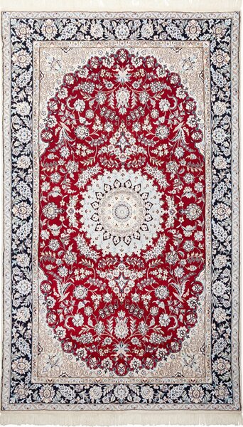 Tappeto Nain 9la Persia Medaglione Rosso Crema 146x248 Cm