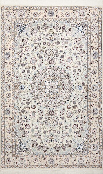 Tappeto Nain 9la Persia Medaglione Avorio Blu 132x212 Cm