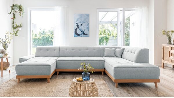 Divano letto a U grigio chiaro, angolo destro Dazzling Daisy - Miuform
