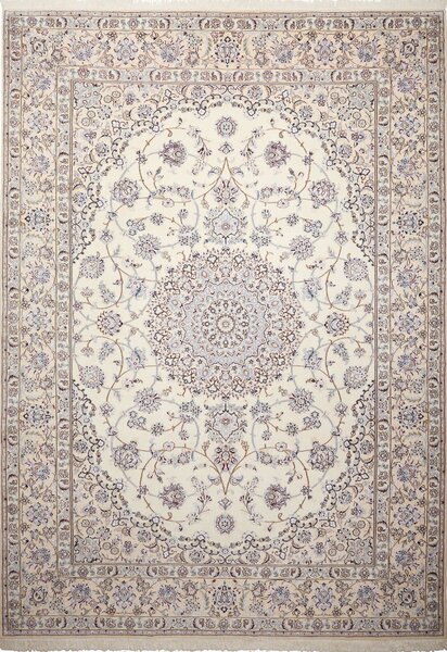 Tappeto Nain 9la Persia Medaglione Crema Azzurro 247x350 Cm