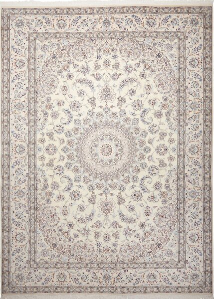 Tappeto Nain 9la Persia Medaglione Avorio Blu 250x342 Cm