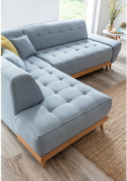 Divano letto angolare azzurro L, angolo sinistro Dazzling Daisy - Miuform