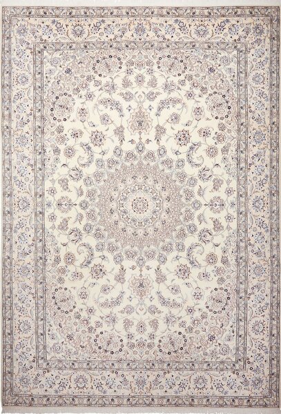 Tappeto Nain 9la Persia Medaglione Crema Azzurro 246x360 Cm