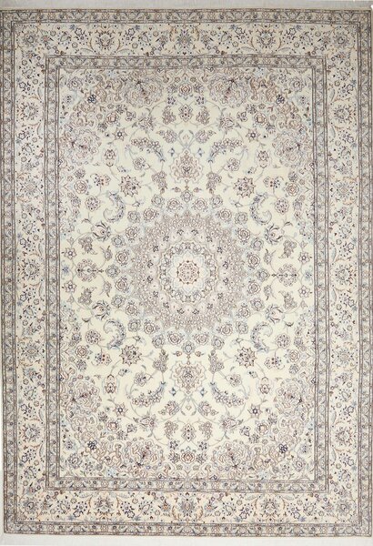 Tappeto Nain 9la Persia Medaglione Avorio Azzurro 248x356 Cm