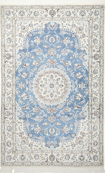 Tappeto Nain 9la Persia Medaglione Azzurro Avorio 150x236 Cm