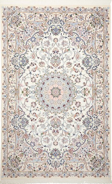 Tappeto Nain 9la Persia Medaglione Crema Azzurro 160x296 Cm