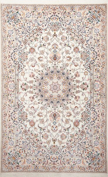 Tappeto Nain 9la Persia Medaglione Avorio Policromo 164x258 Cm