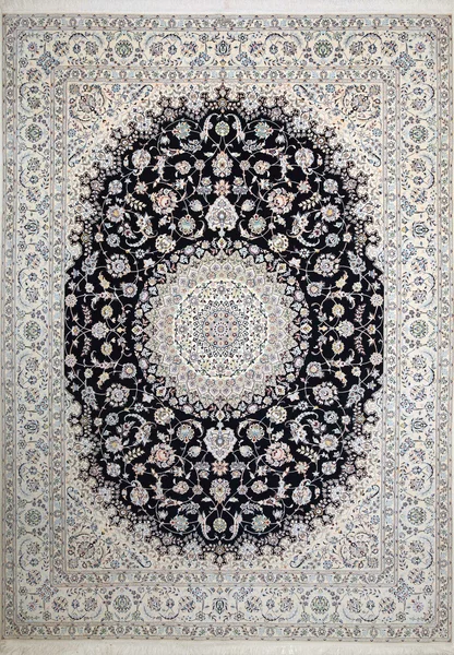 Tappeto Nain 6la Persia Medaglione Nero Crema Azzurro 300x411 Cm