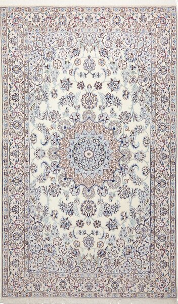 Tappeto Nain 9la Persia Medaglione Crema Blu 132x222 Cm