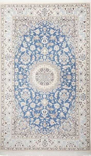 Tappeto Nain 9la Persia Medaglione Blu Cielo Crema 143x238 Cm