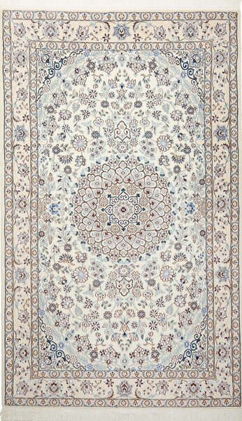 Tappeto Nain 9la Persia Medaglione Crema Azzurro 130x215 Cm