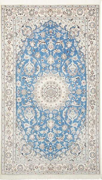 Tappeto Nain 9la Persia Medaglione Azzurro Avorio 135x227 Cm