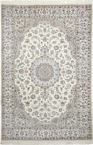 Tappeto Nain 9la Persia Medaglione Crema Azzurro 197x293 Cm