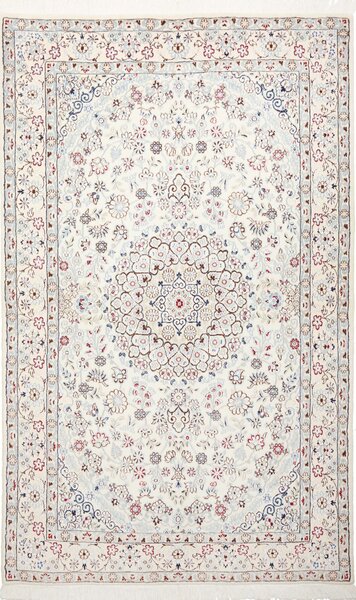 Tappeto Nain 9la Persia Medaglione Avorio Blu 130x210 Cm