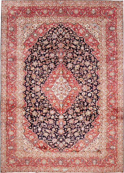 Tappeto Ardakan Persia Medaglione Blu Rosso 295x422 Cm