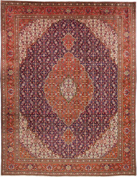 Tappeto Tabriz Persia Medaglione Blu Arancio 300x390 Cm