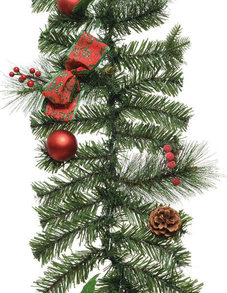 Ghirlanda natalizia con decoro rosso di colore verde L 180 cm