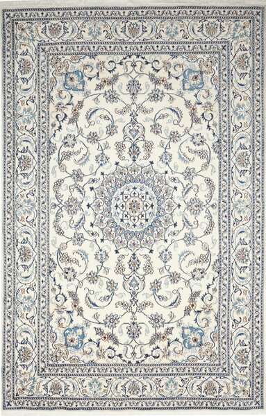 Tappeto Nain Kashmar Persia Medaglione Crema Blu 198x304 Cm