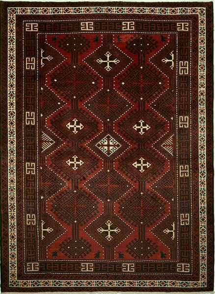 Tappeto Lori Persia Astratto Rosso Bordeaux Marrone 245x332 Cm