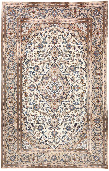 Tappeto Kashan Persia Medaglione Crema Blu 197x306 Cm