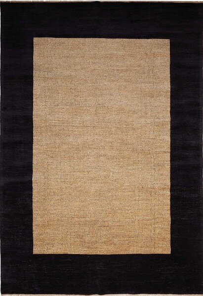 Tappeto Shayan Pakistan Tinta Unita Nero Beige Naturale 142x201 Cm