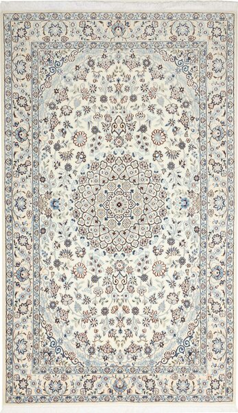 Tappeto Nain 9la Persia Medaglione Crema Azzurro 133x223 Cm