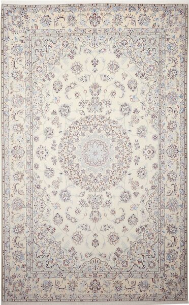Tappeto Nain 9la Persia Medaglione Avorio Blu 193x312 Cm