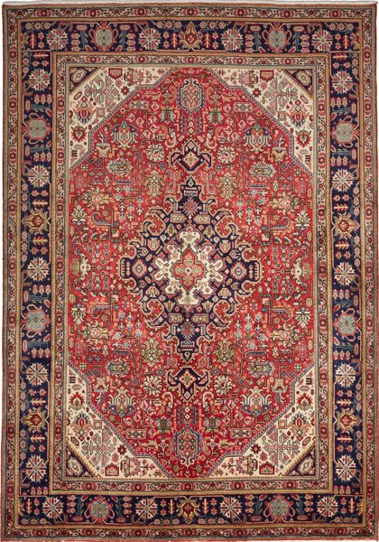 Tappeto Tabriz Persia Medaglione Rosso Blu 200x293 Cm