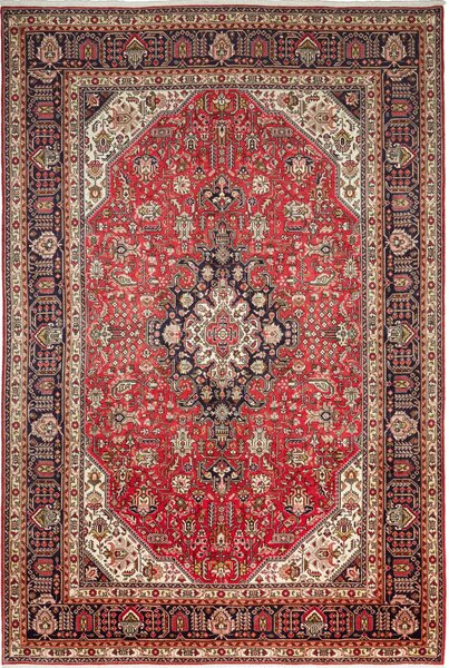Tappeto Tabriz Persia Medaglione Rosso Blu 200x300 Cm