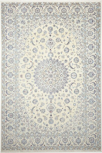 Tappeto Nain 9la Persia Medaglione Crema Blu 195x290 Cm