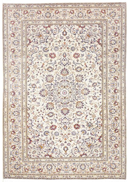 Tappeto Kashan Persia Medaglione Crema Blu 204x292 Cm