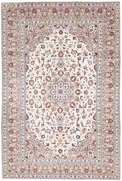 Tappeto Kashan Persia Medaglione Avorio Beige 200x295 Cm