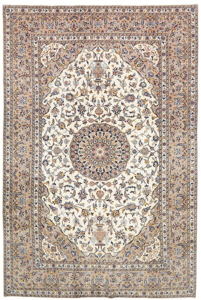 Tappeto Kashan Persia Medaglione Crema Beige 202x302 Cm