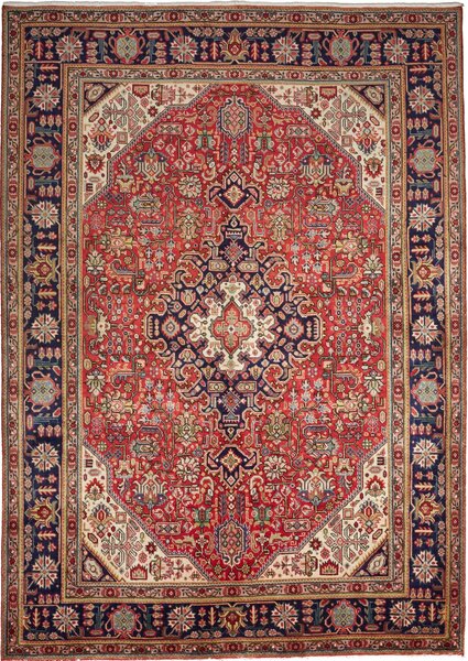 Tappeto Tabriz Persia Medaglione Rosso Blu Scuro 200x298 Cm